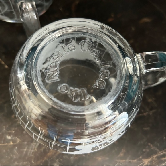 Nestle 3 Vintage MCM Nescafé World Globe Mug Heavy Glass Coffee Cup - Picture 5 of 7